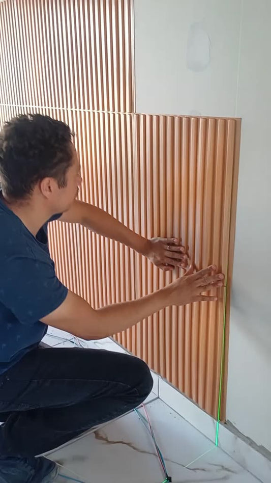 Kit C/ 08 Placas 51x51 Revestimento Parede Alto Relevo Painel 3d Ripado 2 m² (Sem adesivo)