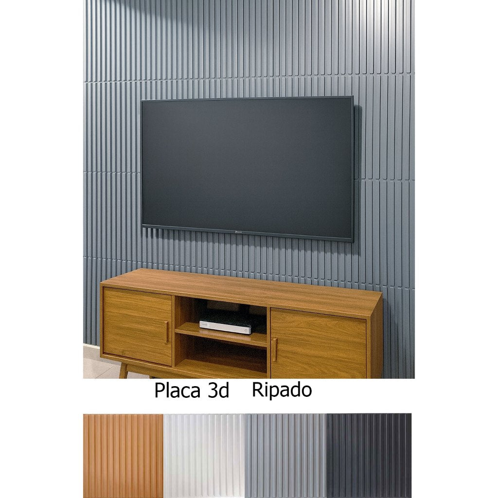 Kit C/ 08 Placas 51x51 Revestimento Parede Alto Relevo Painel 3d Ripado 2 m² (Sem adesivo)